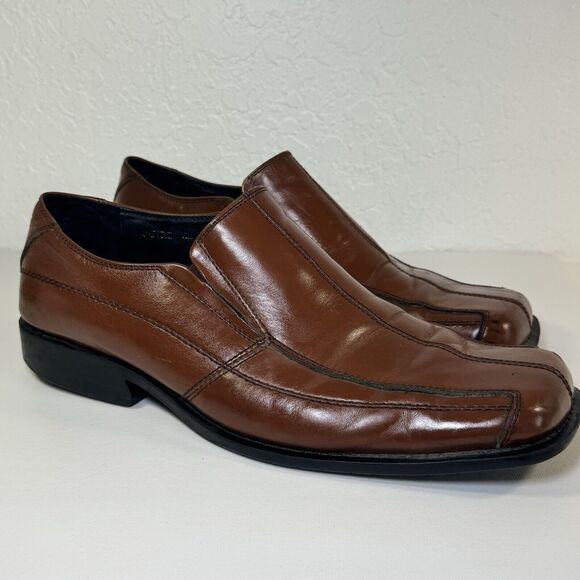 Steve Madden Men Other - Steve Madden P Fire Mens 13‎ Loafer Shoes Brown Leather Square Toe